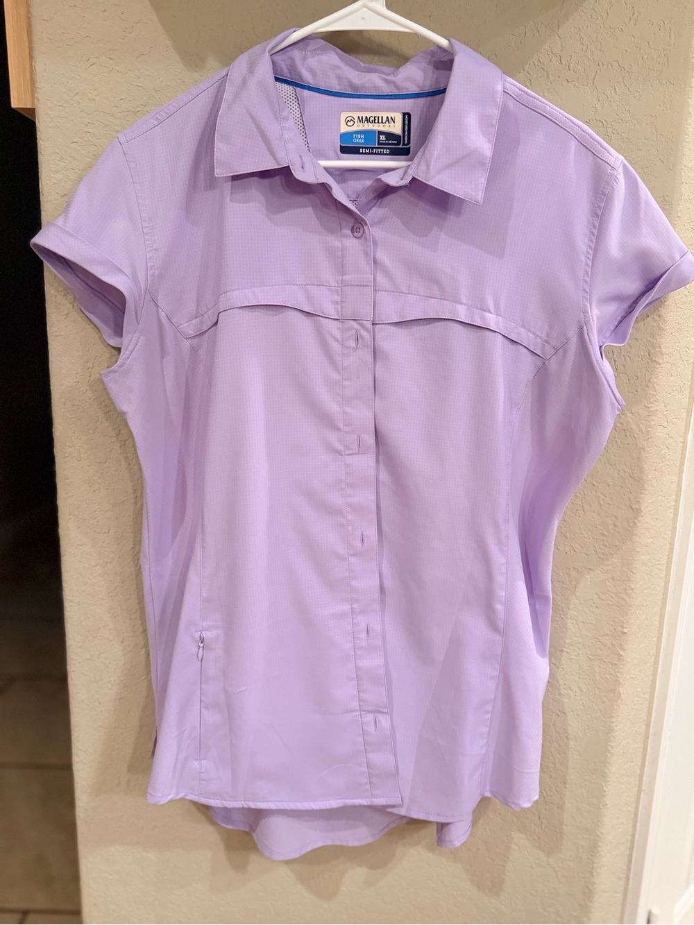 Magellan Outdoors Lavender Short-Sleeve Button Down Shirt